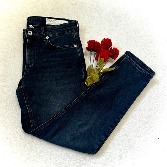 Rag & Bone Dark Wash Cate Mid-Rise Ankle Skinny Jean - Size 26 (measures 29") - Picture 1 of 11